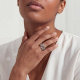 Ring with Leaf and Gray Opal