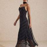 Polka dot midi dress with straps