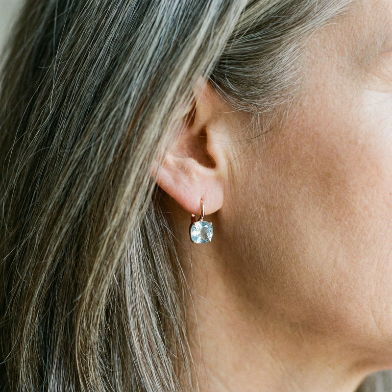 Vintage Blue Earrings with Embedded Cubic Zirconia