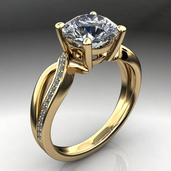 Vintage braided gold ring with zircon