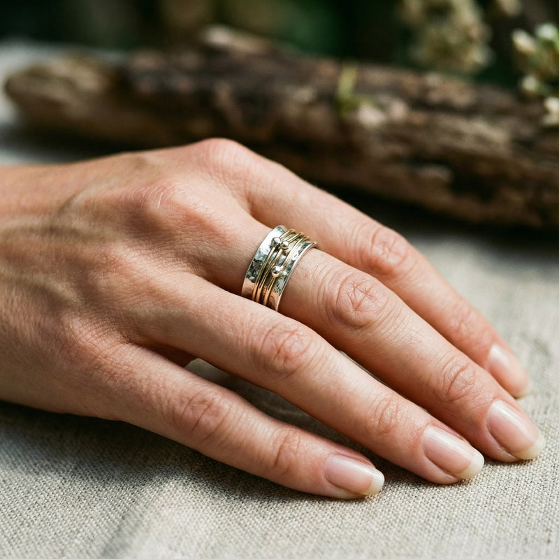 Vintage gold ring with silver plating