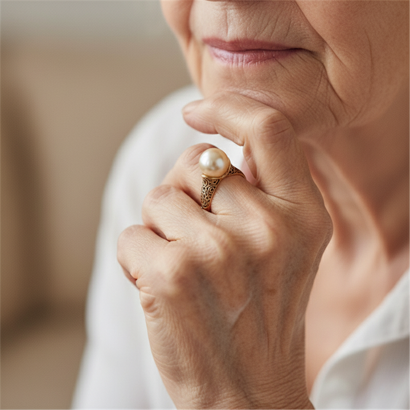 Vintage gold ring with pearl
