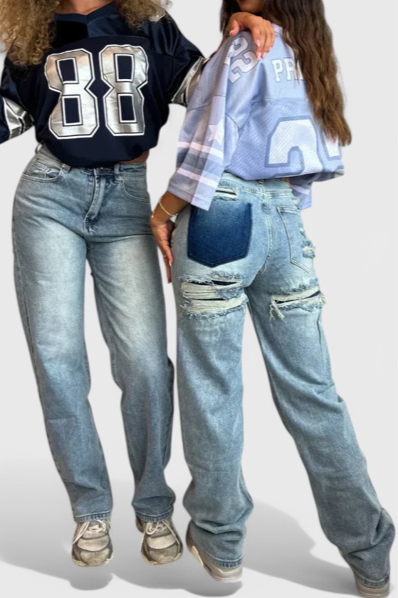 Roxy Vintage Distressed High-Waisted Jeans