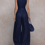 Anna · Striped Jumpsuit with Keyhole Neckline