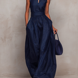 Anna · Striped Jumpsuit with Keyhole Neckline