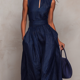 Anna · Striped Jumpsuit with Keyhole Neckline