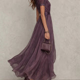 Carina - Long dress with low neckline