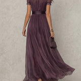 Carina - Long dress with low neckline