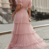 Zoe™ | Elegant Maxi Wedding Dress in Light Pink
