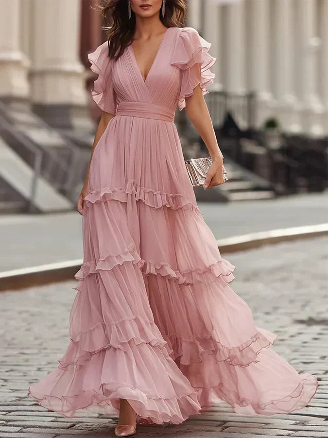 Zoe™ | Elegant Maxi Wedding Dress in Light Pink