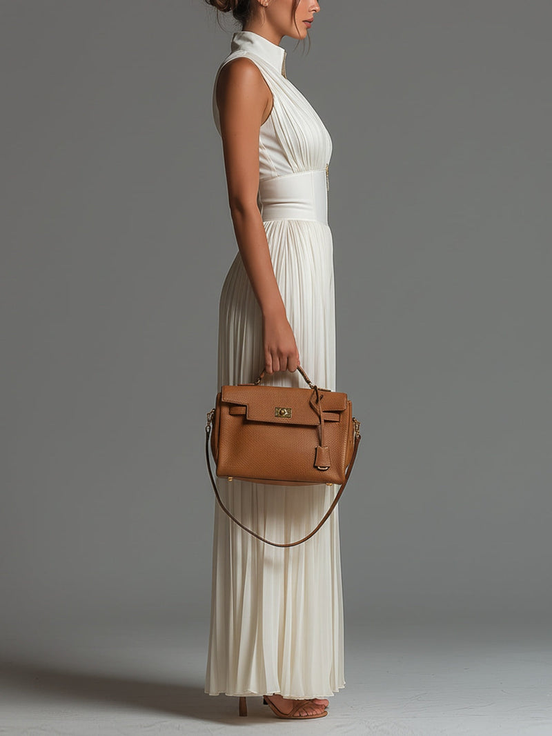 Zsófia | White Pleated Mono Chiffon