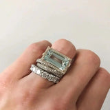Emma - Vintage Ring Set in Silver with Turquoise Glass