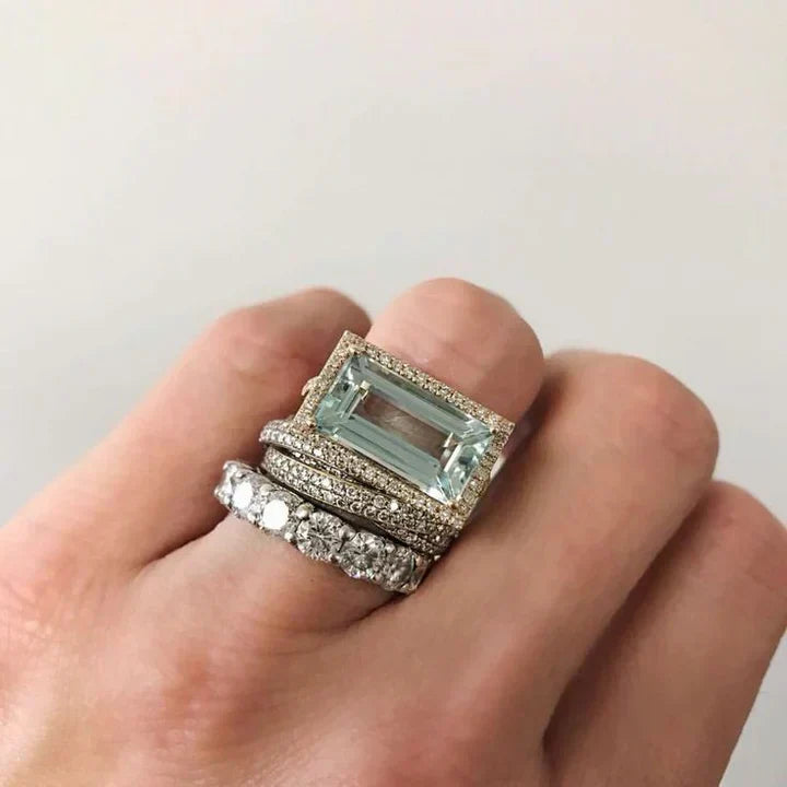 Gabriela – Vintage Silver Ring Set with Crystal Turquoise