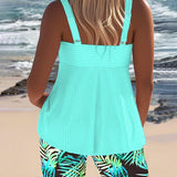 Daphne™ | Shiny Ribbed Tankini Shorts
