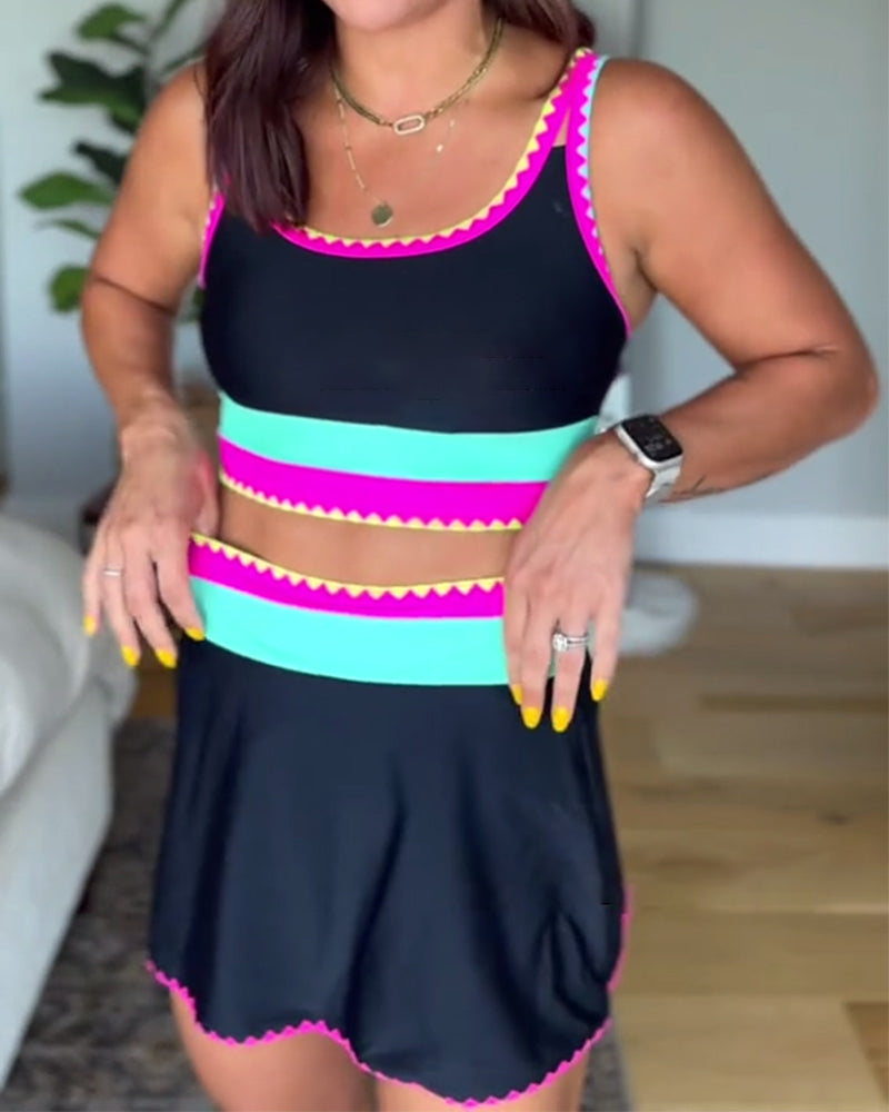 Myra™ | elegant three-piece color-block swimsuit
