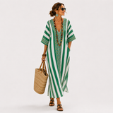 Zoe Green Striped Caftan