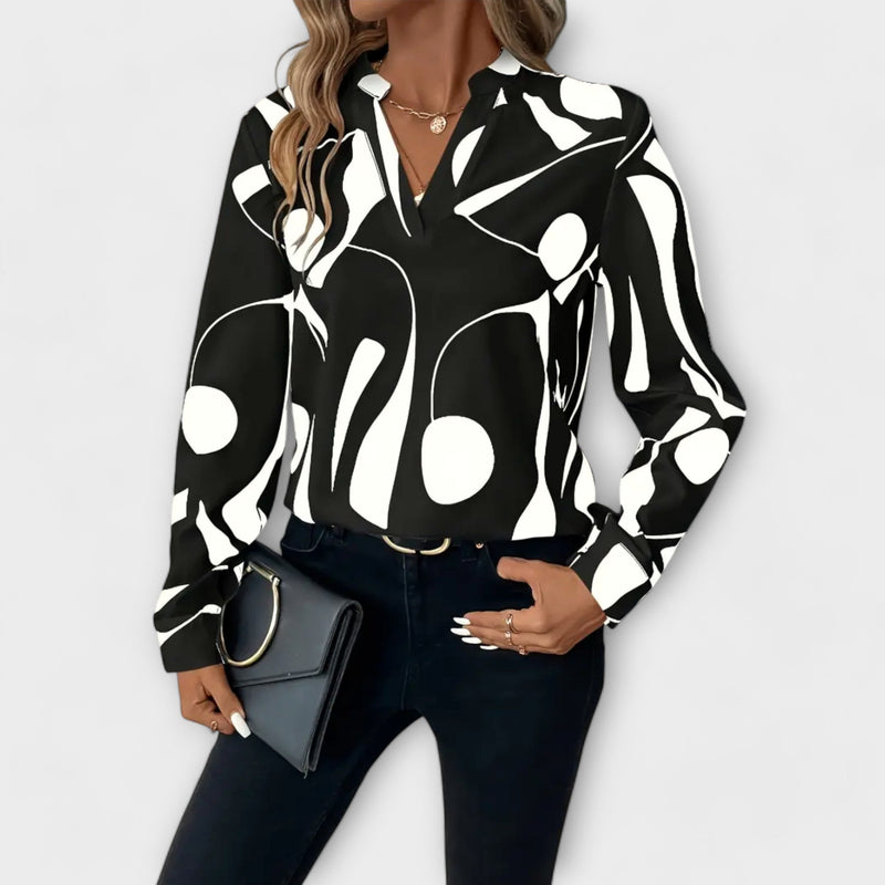 Katherine | Elegant Long Sleeve Blouse with V-Neck