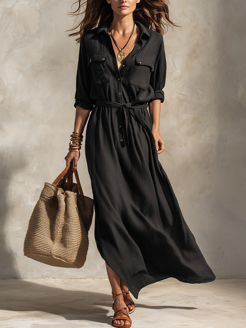Refined maxi dress with belt