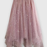 Colette High-Waisted Ruffled Hem Sequin Skirt
