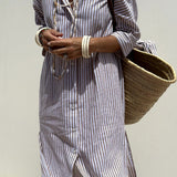 Corina | Classic Striped Maxi Shirt Dress