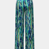 Inna High-Waisted Straight Leg Pants with Marble Print
