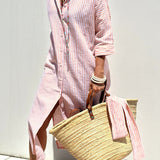 Corina | Classic Striped Maxi Shirt Dress