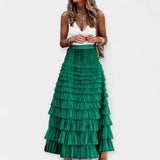 Boho skirt with satin details and open fabric