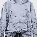 Soft green hoodie sweater with lace details