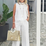Trinidad™ | White Set Blouse and Wide Pants