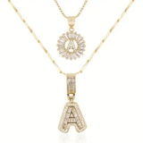 PRINCESS | Initial Letter Pavé Necklace Gold