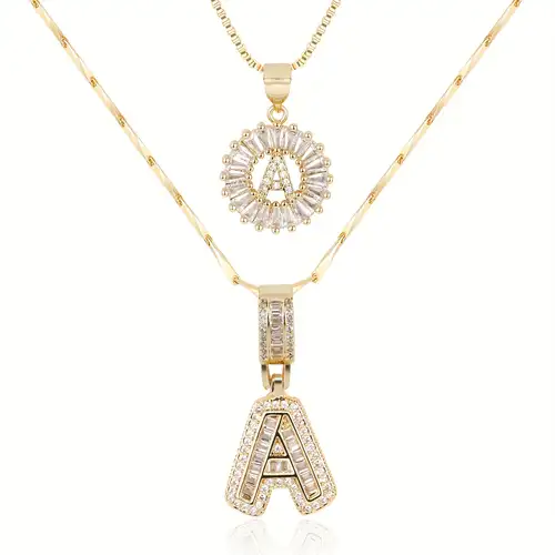 PRINCESS | Initial Letter Pavé Necklace Gold