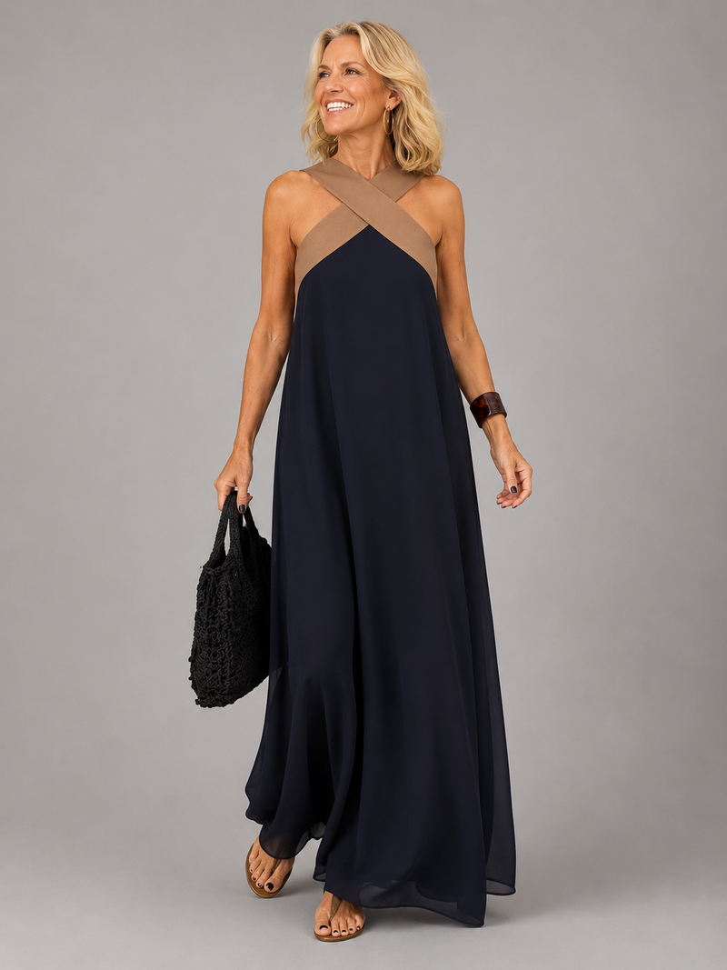 Velora™ | Maxi Dress of Cross Elegance