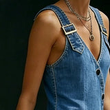 Thandi | Lalie | Abito lungo in denim con bottoni