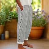 Sylvia™ | Striped Pants with Elegant Buttons