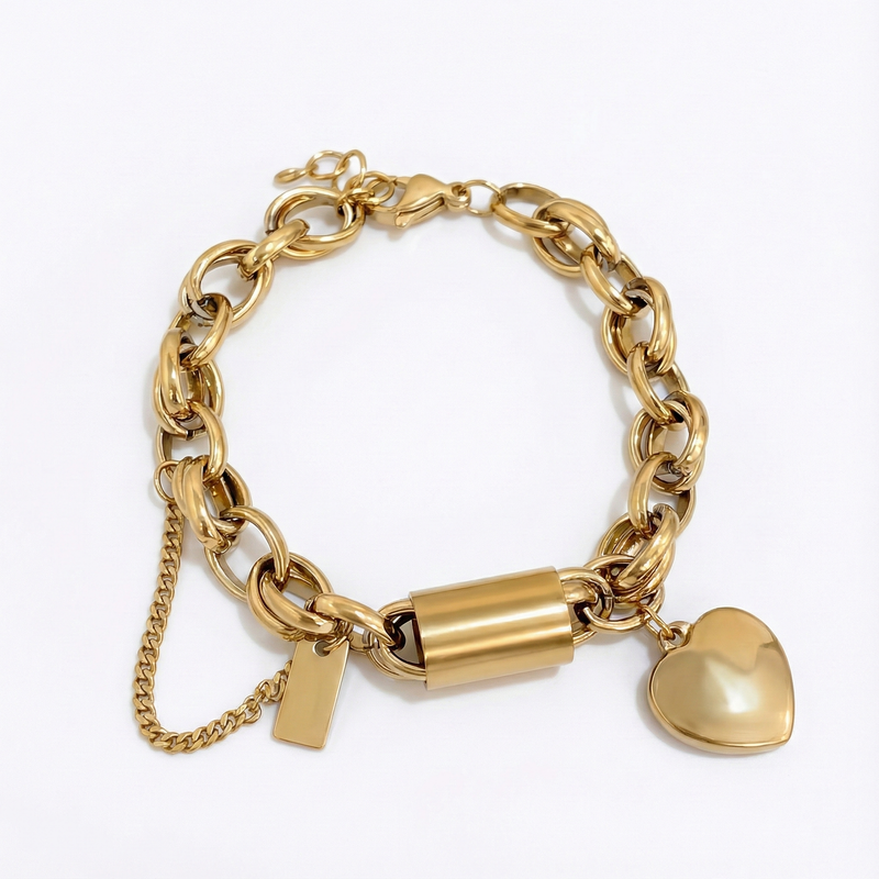Wide Bracelet with Heart Design