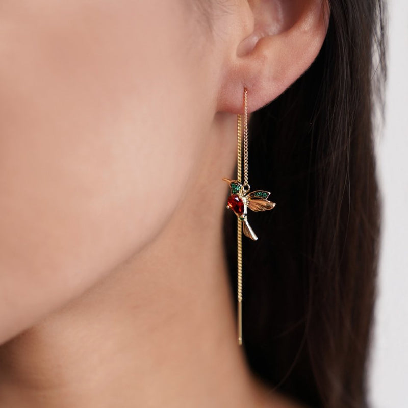 Stefanie - Golden Circular Earrings with Elegant Pendant