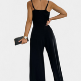 Prescillia Jumpsuit with Spaghetti Straps and Leg Opening