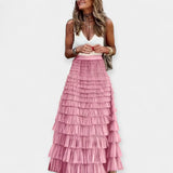 Boho skirt with satin details and open fabric