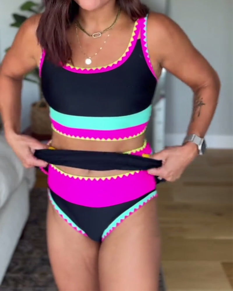 Myra™ | elegant three-piece color-block swimsuit