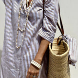 Corina | Classic Striped Maxi Shirt Dress