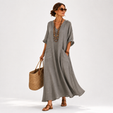 Valentina Gray Solid Caftan