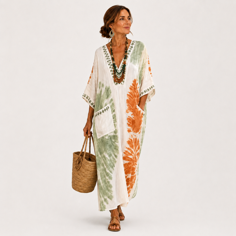 Mariam Tie-Dye Green Kaftan