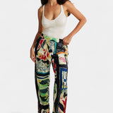 Maple High-Waisted Straight Leg Pants with Floral Print