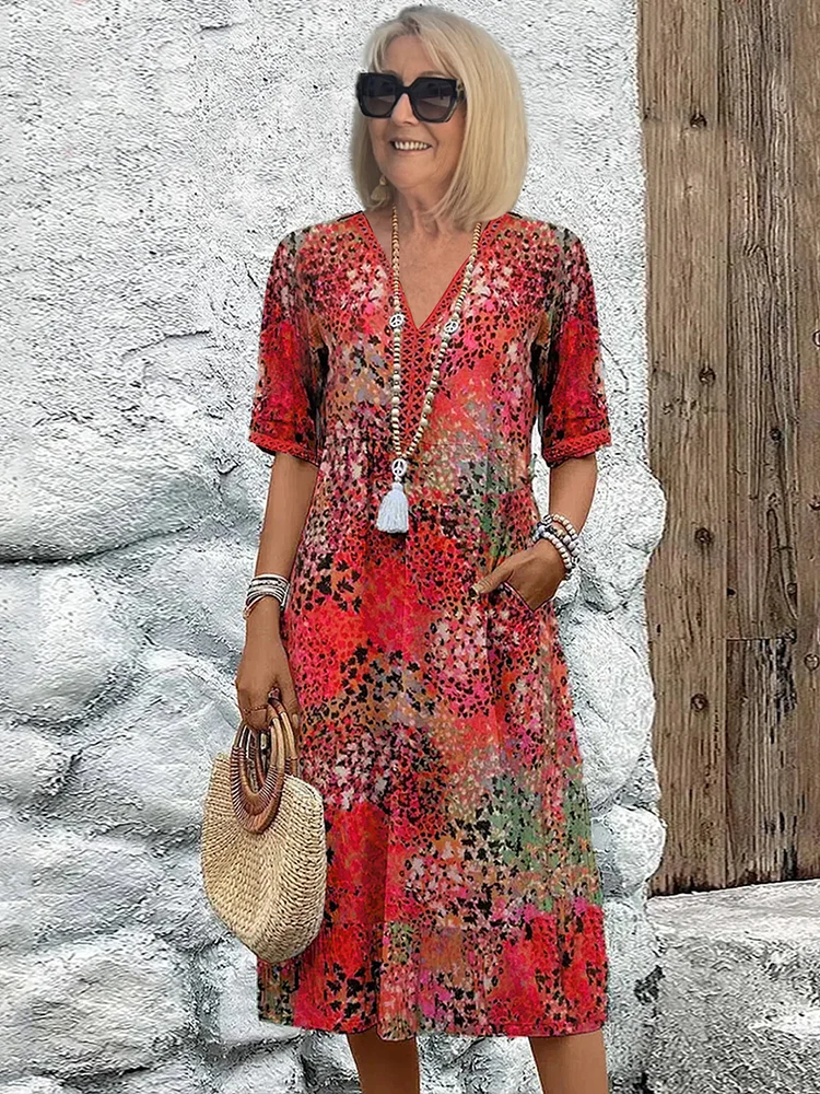 Roxana | Vibrant Floral Wrap Midi Dress