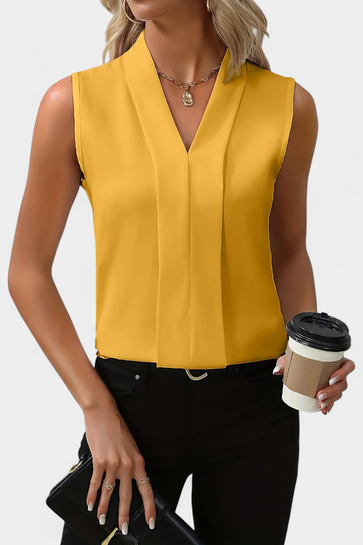 Nele | Sleeveless Blouse with V-Neck and Flowing Cut
