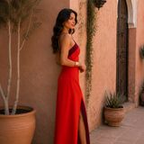 Long halter dress with slit