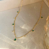 Marta – Gold Necklace with Green Pendant