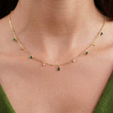 Marta – Gold Necklace with Green Pendant