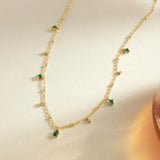 Marta – Gold Necklace with Green Pendant