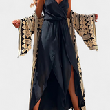 Donatila Washed Cotton Jumpsuit with Side Openings and Crossed Neckline